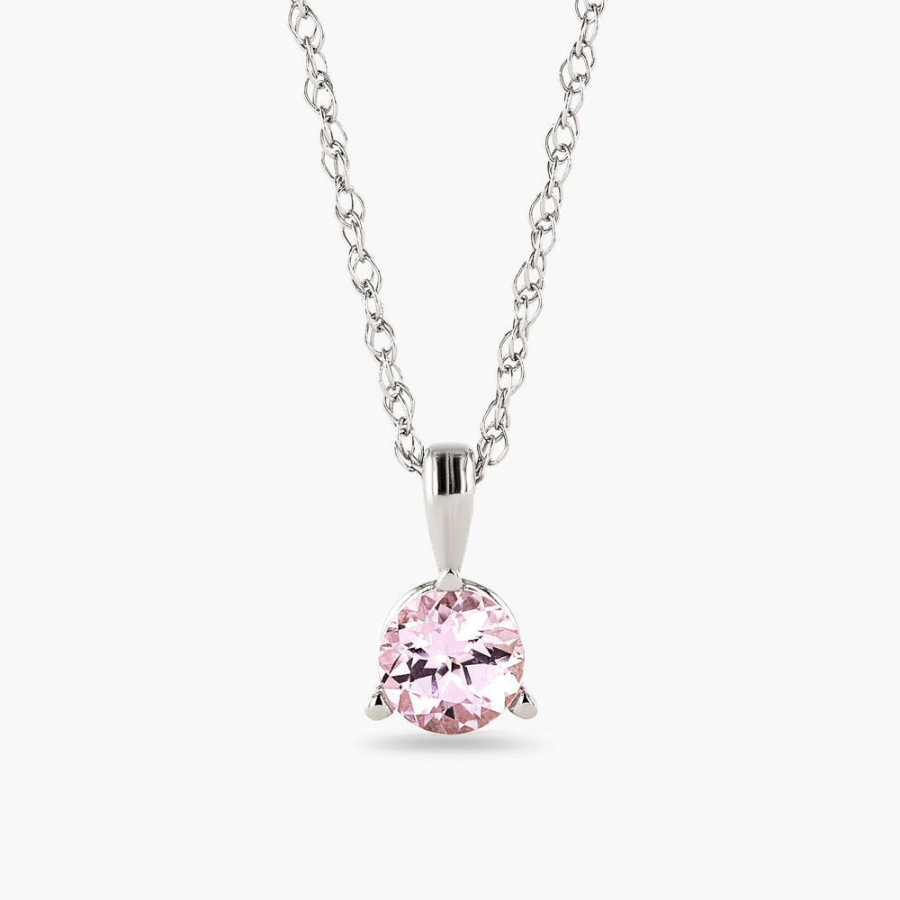Shown in 14K White Gold|white gold martini pendant with pink champagne sapphire stone by MiaDonna